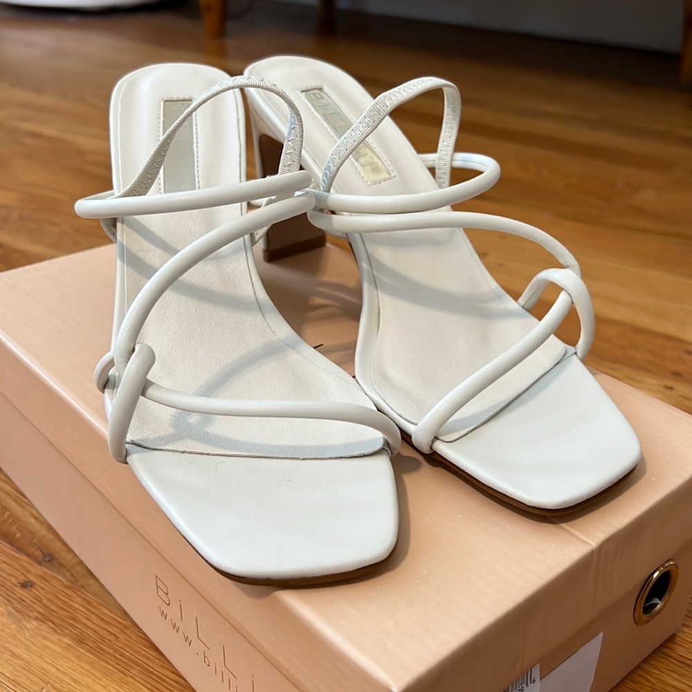 New strappy white heels